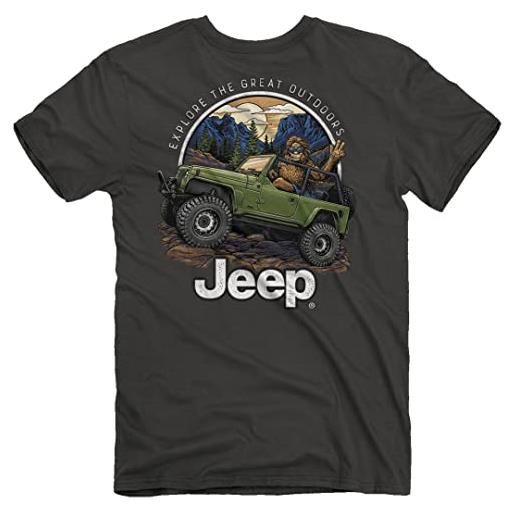 Jeep sasquatch - maglietta a maniche corte da uomo, grigio | sasquatch, wrangler unlimited lj design | 100% cotone filato ad anelli, colore fumo, fumo , 3xl