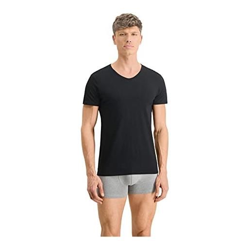 PUMA maglietta da uomo basic con scollo a v, vestibilità normale, confezione da 4 pezzi, s m l xl nero bianco 100% cotone, nero (1), xl