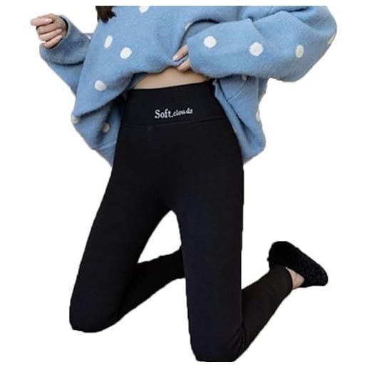 PASPRT leggings foderati in pile soft clouds da donna - pantaloni elastici caldi invernali for ragazze e donne (color: nero, size: xxxl)