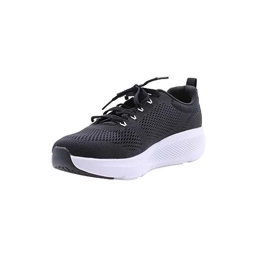 Skechers go run elevate porous, sneaker uomo, black white, 40 eu