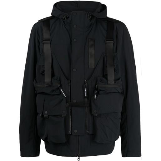 Spoonyard detachable-panel hooded jacket - nero