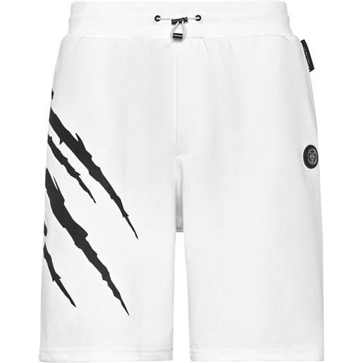 Plein Sport shorts sportivi con stampa - bianco