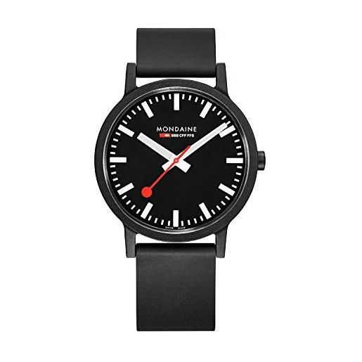 Mondaine essence - orologio nero vegan eco-sostenibile per uomo e donna, ms1.41120. Rb, 41 mm. 