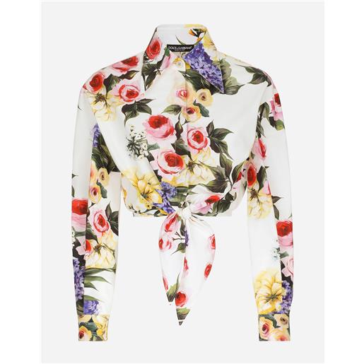 Dolce & Gabbana camicia con fiocco in cotone stampa giardino