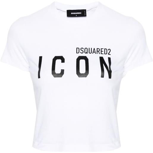 Dsquared2 t-shirt crop con stampa - bianco