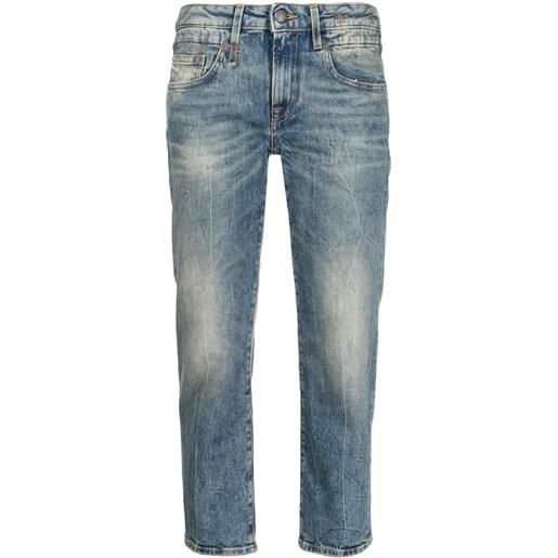 R13 jeans crop con effetto schiarito - blu