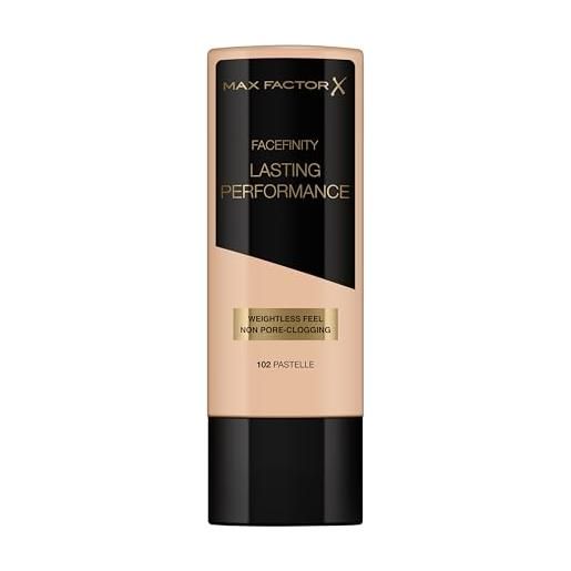 Max Factor - fondotinta liquido lasting performance - alta coprenza, finish matte e lunga durata - 102 pastelle - 35 ml