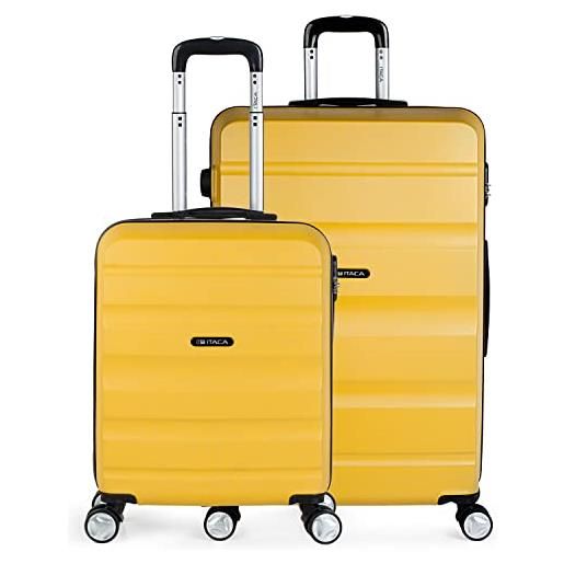 ITACA - set valigie - set valigie rigide offerte. Valigia grande rigida, valigia media rigida e bagaglio a mano. Set di valigie con lucchetto combinazione tsa t71617, mostaza
