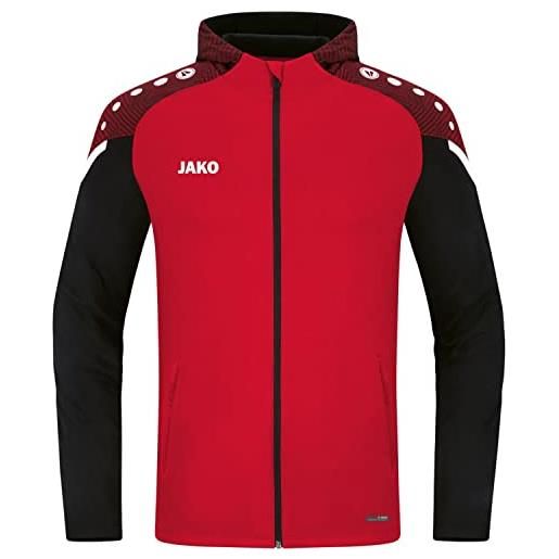 JAKO giacca con cappuccio performance, rosso/nero, xxl uomo