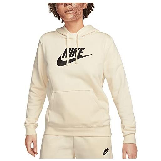 Nike sportswear club-felpa in pile con logo da donna, latte di cocco/nero, xl