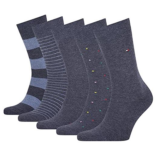 Tommy Hilfiger stripe and dot men's socks tin gift box calzino classico, jeans, 39 regular uomo