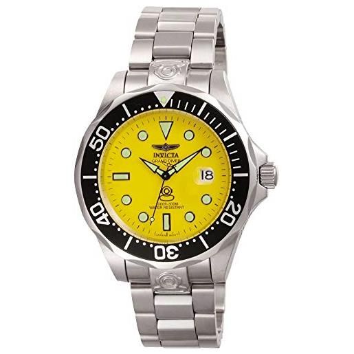 Invicta grand diver - orologio da uomo in acciaio inossidabile con movimento automatico - 47 mm, argento / giallo
