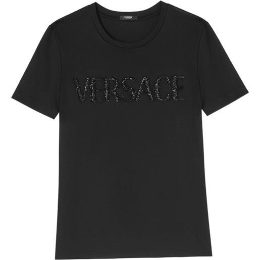 Versace t-shirt con decorazione cristalli - nero