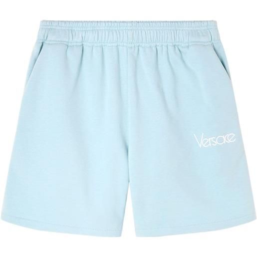 Versace shorts sportivi re-edition con ricamo 1979 - blu
