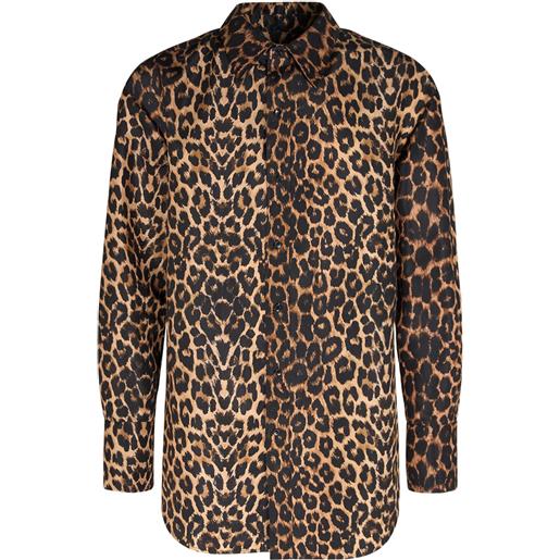 SAINT LAURENT camicia in seta leopard