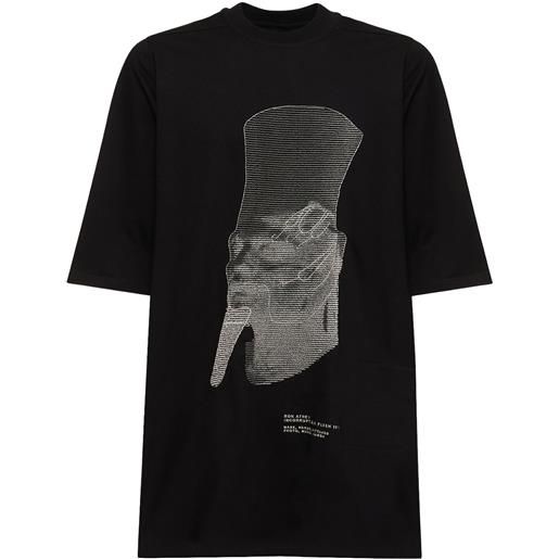 RICK OWENS t-shirt ron jumbo in cotone con ricamo
