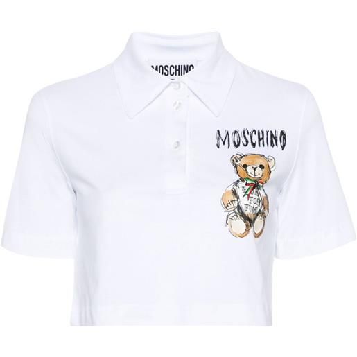 Moschino t-shirt crop con stampa teddy bear - bianco