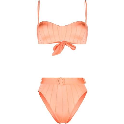 Noire Swimwear set bikini a vita alta - arancione