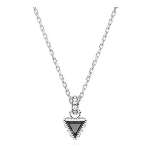 Swarovski stilla collana pendente, con cristalli e zirconia Swarovski con taglio a triangolo, placcato in tonalità rodio, grigio