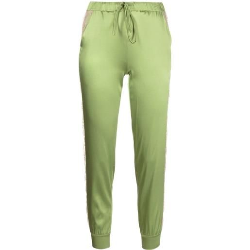 Carine Gilson pantaloni sportivi con inserto in pizzo - verde