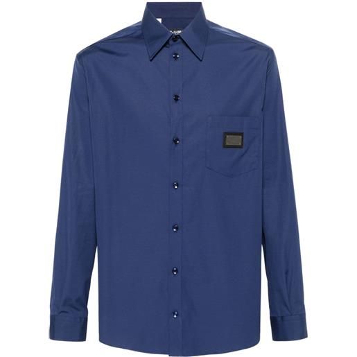 Dolce & Gabbana logo-appliqué cotton shirt - blu