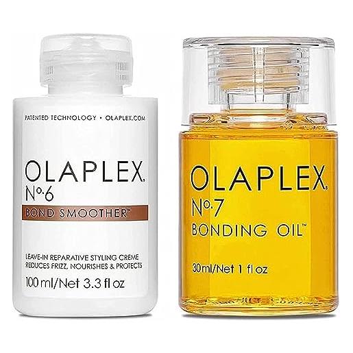 Olaplex n° 6 bond smoother, crema per capelli da 100 ml + olaplex n° 7 bonding oil, olio per capelli da 30 ml