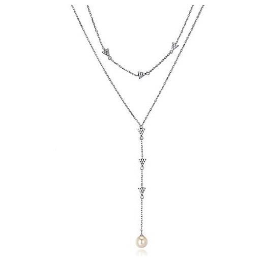 Daesar ciondolo collana donna 925 argento collana pendente triangolo collana pendente cristallo collana perle lunga