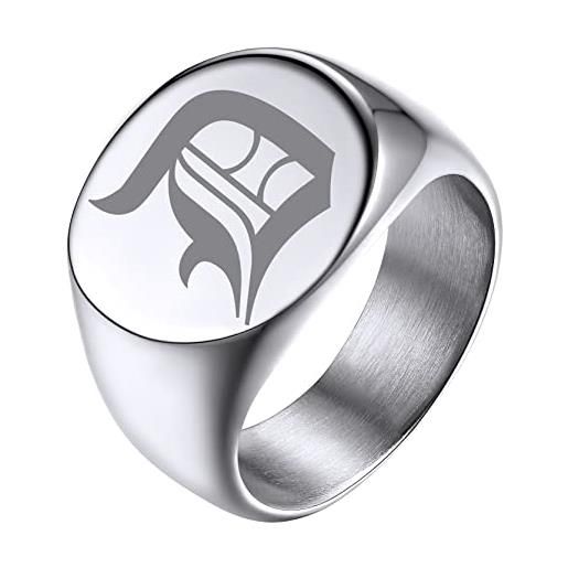 GOLDCHIC JEWELRY anello iniziale inciso anello con sigillo ovale per ragazzi, anello da mignolo in acciaio inossidabile taglia 17 per donna da donna