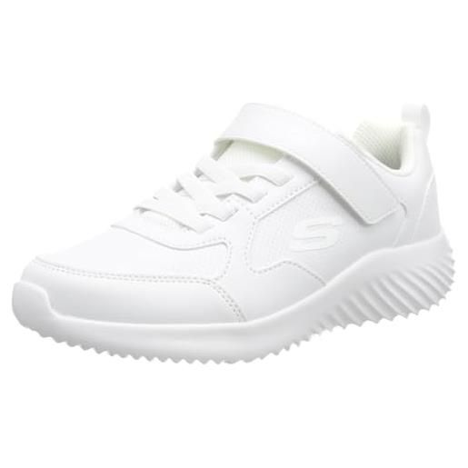 Skechers bounder power study, scarpe sportive bambini e ragazzi, white synthetic white trim, 30 eu