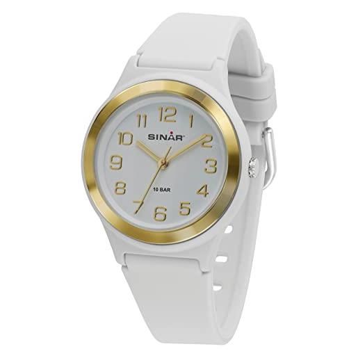 Sinar xb-48-0 - orologio da polso da ragazza, analogico, al quarzo, 10 bar, impermeabile, colore: bianco e oro, bianco e oro. , cinghia