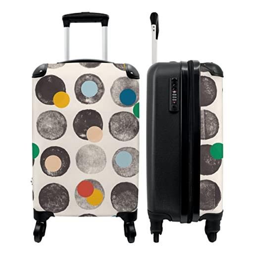 NoBoringSuitcases.com® valigie bagaglio a mano trolley valigia a rotelle valigia piccola con 4 ruote - colori - astratto - cerchi - pastello - bagaglio da viaggio