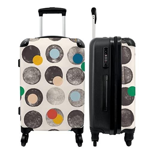 NoBoringSuitcases.com® valigia grande - colori - astratto - cerchi - pastello - lucchetto a combinazione tsa - trolley rigido 4 ruote - 90 litri - valigia da viaggio - 66 cm