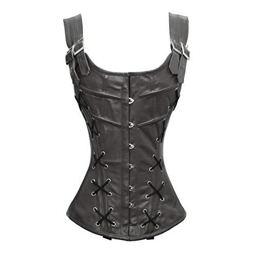 luvsecretlingerie 26 in acciaio donna annata allenamento in vita overbust vera pelle bustier corset corsetto #8039-le