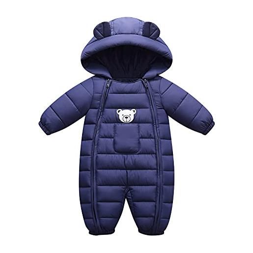 MOMBIY giacca snowsuit toddler boys tuta antivento con cappuccio warm baby pagliaccetto cappotto spesso ragazze outdoor kids boys coat&jacket sci ragazza (navy, 0-6 months)