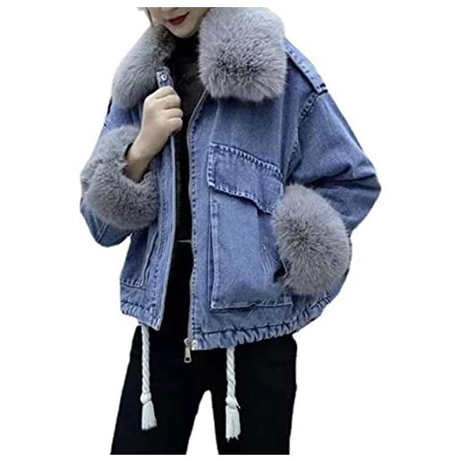 Vagbalena giacca in jeans peluche invernale da donna giacca per maglione in jeans calda giacca giacca giacca giacca per giacca giacca per giacca da giacca in jeans (blu 2, s)