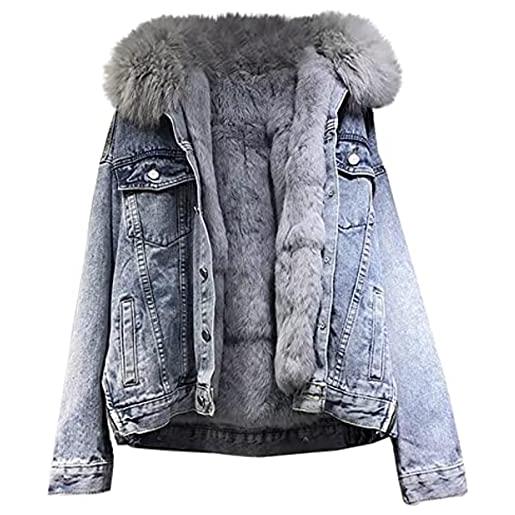 Vagbalena giacca in jeans peluche invernale da donna giacca per maglione in jeans calda giacca giacca giacca giacca per giacca giacca per giacca da giacca in jeans (blu 2, s)