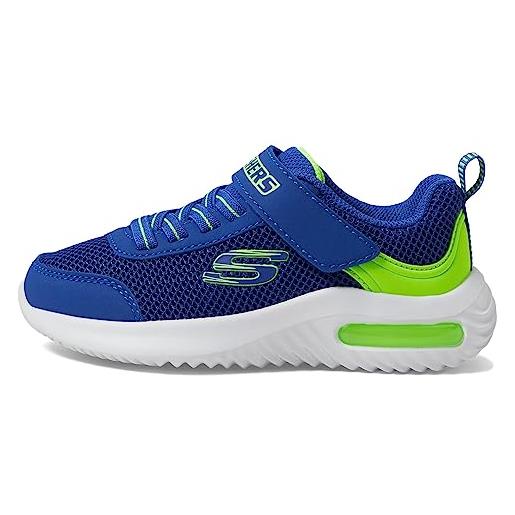 Skechers bounder-tech, scarpe sportive bambini e ragazzi, blue lime synthetic textile trim, 33.5 eu