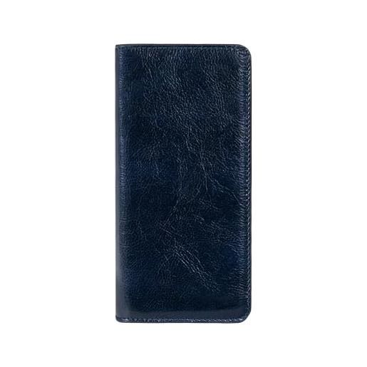 Time Resistance portafoglio in pelle - portafoglio per abiti in pelle pieno fiore - portafoglio alto per carte con taschino sul petto - portafoglio sottile lussuoso made in italy (blu)