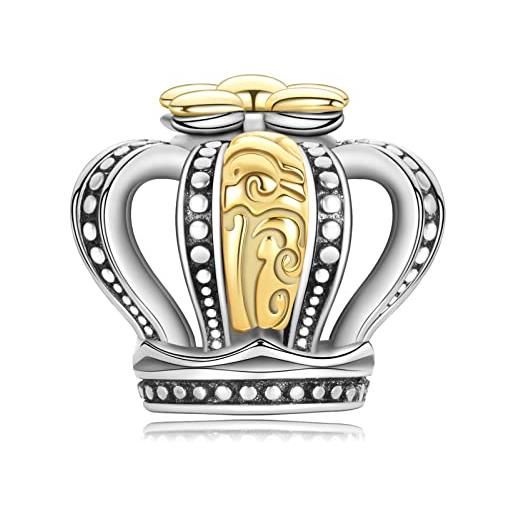 Annmors donna ciondolo corona argento 925 colgantes con zirconia cubica per charm bracciale