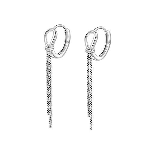 SLUYNZ 925 argento cerchio orecchini nappa per le donne ragazze adolescenti catena pendente cerchio orecchini (a-silver)