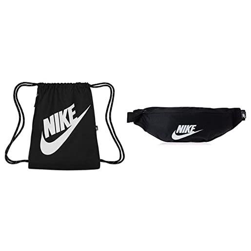 Nike, bag unisex adulto, nero, taglia unica & heritage waistpack - fa21, borsa unisex adulto, black/black/white, taglia unica