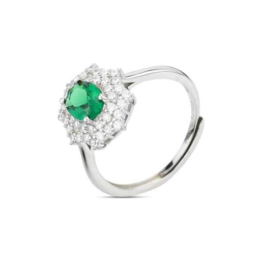 Boccadamo an487v anello con cristallo ovale verde chiaro circondato da zirconi