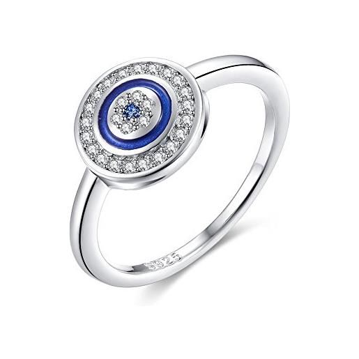 TONGZHE anello rotondo blu malocchio in argento sterling 925 con zirconi e smalto [taglia n1/2]