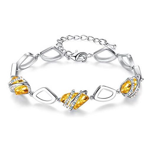 BRACCIALE DONNA INCONTRI, CATENA DORATA CON CUORE E CRISTALLI