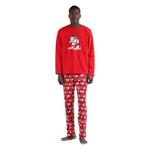 Disney pigiama uomo invernale natalizio 100% cotone interlock stampa topolino art. 60708 (m)
