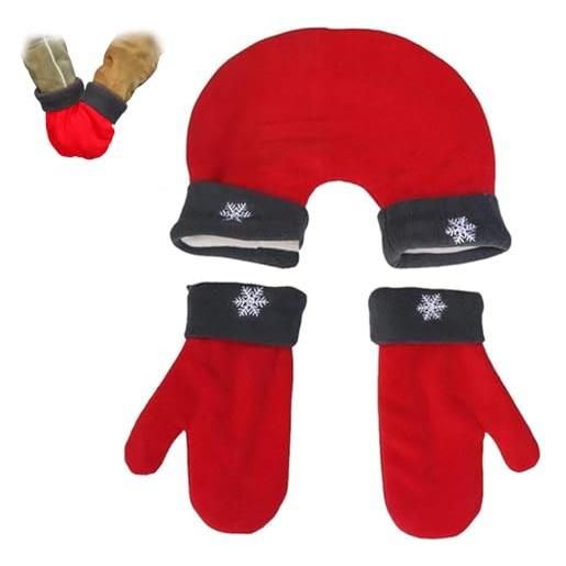 BreWel amanti delle coppie guanti invernali addensati caldi innamorati regalo di natale guanti per coppie guanti da 3 pezzi, guanti per due persone, guanti per coppie (taglia unica, rosso)