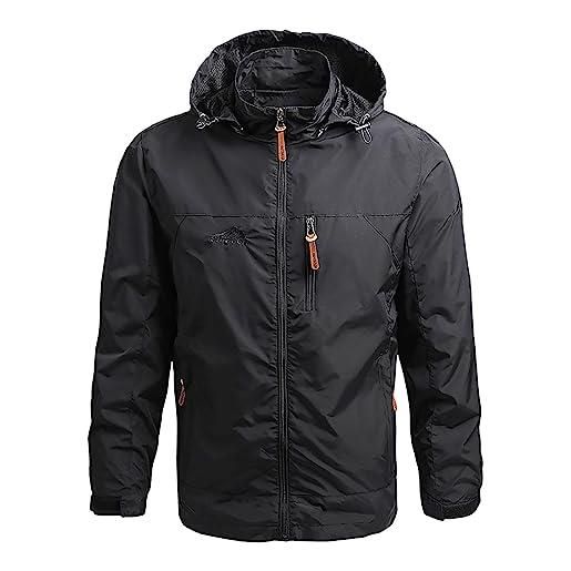 Modaworld giacche softshell da uomo fodera da esterno giacca antivento impermeabile con cappuccio giacche tattiche multitasche per escursioni di caccia