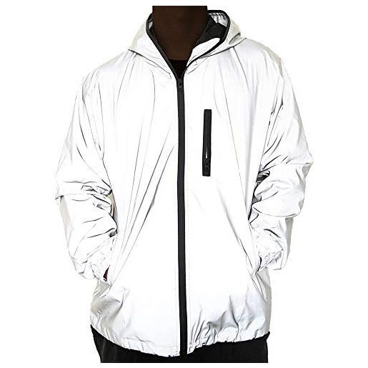 XWGlory giacca da uomo riflettente con cappuccio da donna hip-hop streetwear night shiny coats giacca a vento