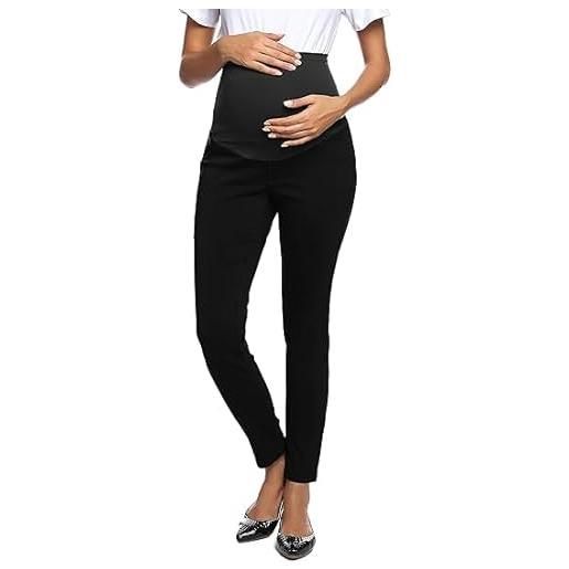 Maacie pantaloni premaman da donna, per lavoro, casual, elasticizzati, a vita alta, nero senza bottone-sottile#2100, m
