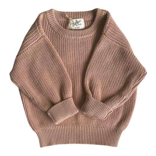 Baby Bonita maglione a maglia in 100% cotone, per neonati e bambine, con sacchetto di stoffa di alta qualità, ideale come regalo di nascita, latte/bianco, 6-12 mesi